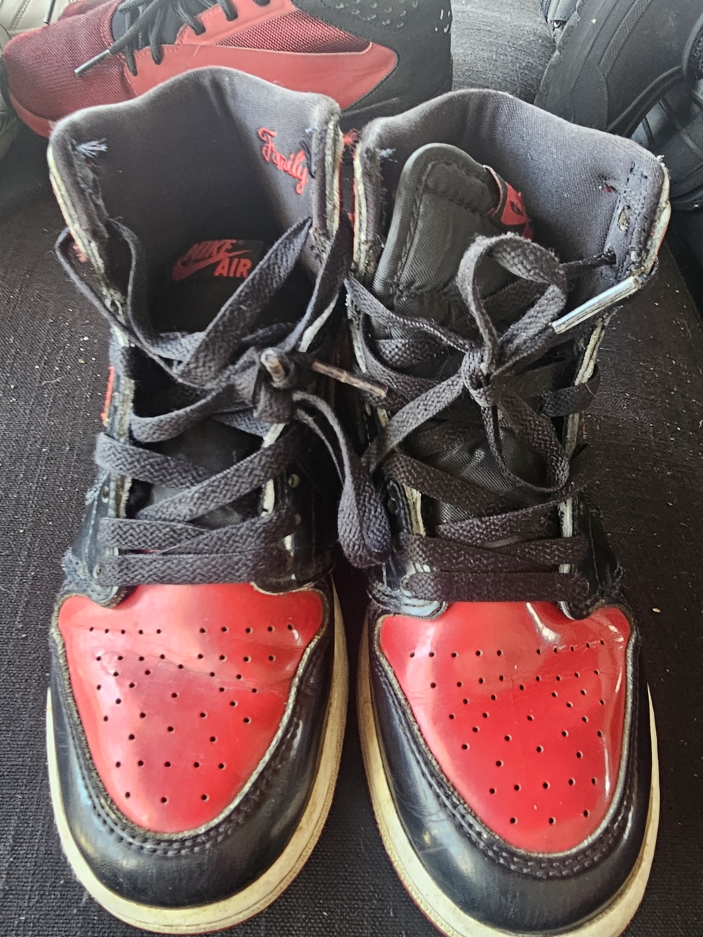 Nike Kids High-Top Sneakers in Black and Red